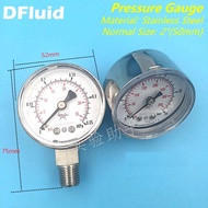 Stainless Steel Pressure Gauge 316 for N2 Ar H2 CDA He 0.4 0.6 1.6 2.5 25 MPa PSIG Back Bottom Conne