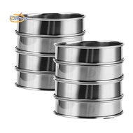 【caesarA8】8Pcs Stainless Steel Muffin Rings Molds Double Rolled Tart Rings Round Tart Ring