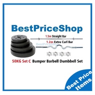 50kg Set C Top Grade Bumper Barbell Dumbbell Weightlifting Bar Gym