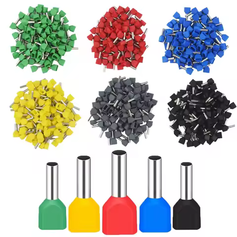 100PCS TE0508 TE1008 TE1508 TE2508 TE6014ouble pipe 0.5~6.0² cold pressed end double line tube shape