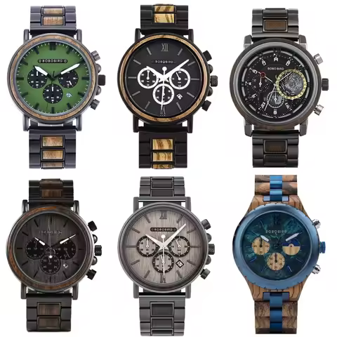 BOBO BIRD Wooden Watch Men Military Quartz Watches Luxury Stylish Wood Timepieces Chronograph Person
