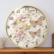 Butterfly cream wind ins Internet celebrity Nordic wall clock silent clock bedroom living room creat