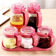 Set Of 5 Kitchen Glass Spice Jars With Spoon. Indispensable Accessories For Your Kitchen - Kitchen Appliances.