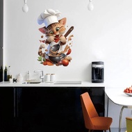 Chef Cat Cartoon Cute Decorative Kitchen Restaurant Removable Pvc Self-adhesive Refrigerator Z5o3
