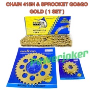 (1 SET 415) LC135/RXZ/Y125Z ZR/125Z/SRL110 Z/Y110 SS/Y16 Y15 (4 Lubang) 415H Espada Chain Rantai & S