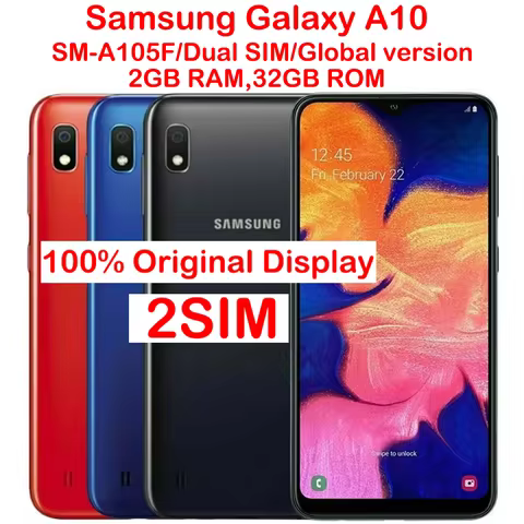 Samsung Galaxy A10 A105F Global Version 2SIM Smart Android Phone 6.2-inch 720x1520 Resolution 2GB+32