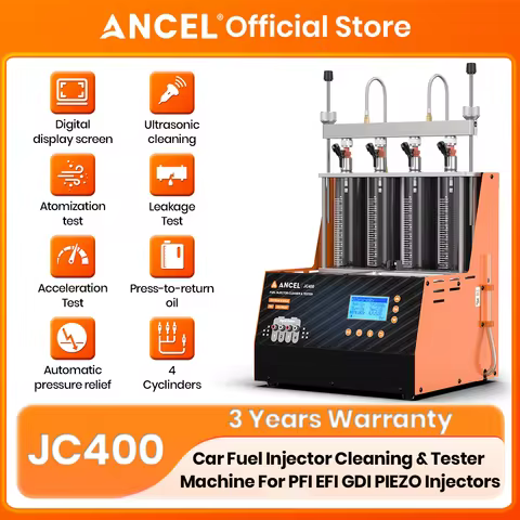 ANCEL JC400 4 Cylinders Ultrasonic GDI Fuel Injector Cleaner Machine Automotive Fuel Injector Cleani