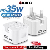 【Ready Stok】2Port Fast Charger 35W【USB A+ Type C】PD USB-C Power Adapter With Type C Cable Quick Wall