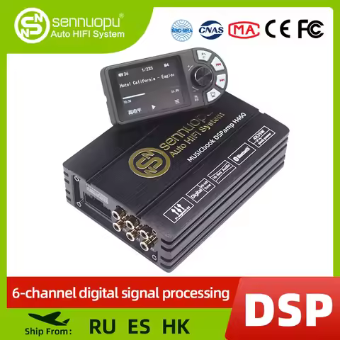 Sennuopu Car DSP Processor 4 CH Amplifier 6 CH Digital Sound Processors Bluetooth USB Player with LC