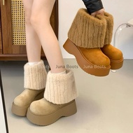 High quality F7 winter fur mixed short boots - Women's fur collar boots