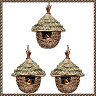 (JPTZ) 3Pcs Bird House Hand Woven Hanging Humming Bird House Outdoor Bird House for NestingNatural G