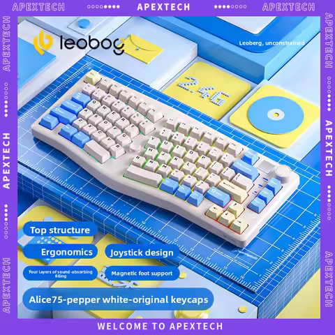LEOBOG Alice A75 Hot Swappable Gasket Mount Tri Mode Wireless Mechanical Keyboard Ergonomic Split La