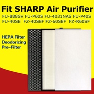 LIFESUPPLY Replacement FU-888SV HEPA and Actived Carbon Filter Sharp FU-P60S FU-4031NAS FU-P40S FU-5