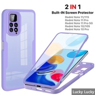 [2 IN 1] Case Redmi Note 11 11S 11 Pro 4G 5G Built-in Screen Protector Shockproof Transparent Anti-Scratched Protect Camera 360˚ Full Body Heavy Duty Protective Phone Casing