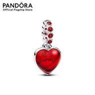 Pandora Red Murano Glass Heart Double Dangle Charm
