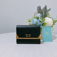 PRADA 普拉達格紋牛皮短銀包SAFFIANO SHART WALLET