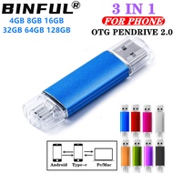 BINFUL Mini 3IN1 Type c pen drive 32GB 64G cle Mirco Phone 128GB high