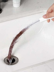 45cm管道疏通刷浴室下水道毛髮水槽清潔刷排水管清潔器堵塞孔去除工具