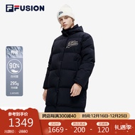 FILA FUSION斐乐潮牌男子长款羽绒服2023时尚宽松连帽保暖外套