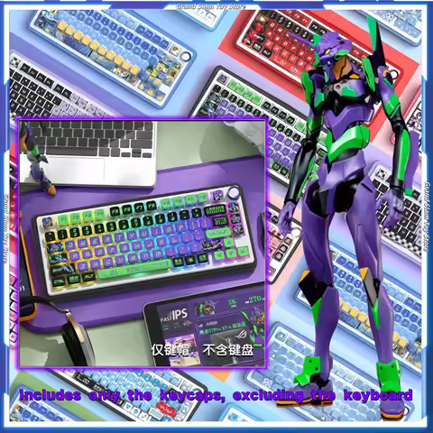 In Stock Neon Genesis Evangelion Keyboard Cap Anime Four Sided Side Transparent Pbt Thermal Sublimat