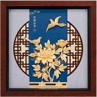 立體金箔畫 金箔畫 黃金畫 純金 (花開富貴) 30x30cm 開店送禮 新居落成禮物禮品【華真藝廊】