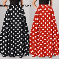 Skirt Polkadots Tema Retro 60an 70an Saloma Pramlee Polka Dot High Waist Party Swing Pleated Dinner 