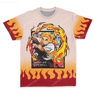 Japanese Anime Kyojuro Rengoku Haori Manga Collage Demon Slayer Streetwear T-Shirt For Kids Boy Girl