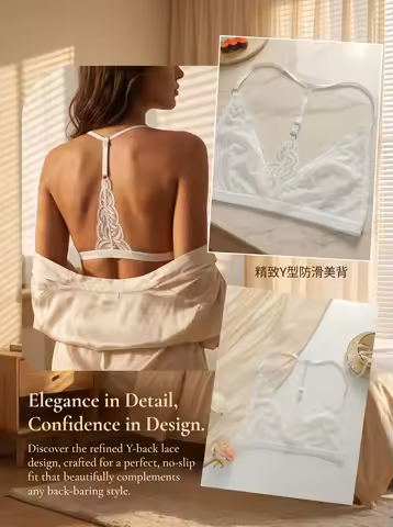 Triangle Cup White ultra-thin Lace Bra Women Seamless Underwear Backless Bralette front clasp Linger