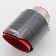 Akrapovic Car Glossy Carbon Fibre Muffler Exhaust System Muffler Pipe Tip Straight Universal Red Sta