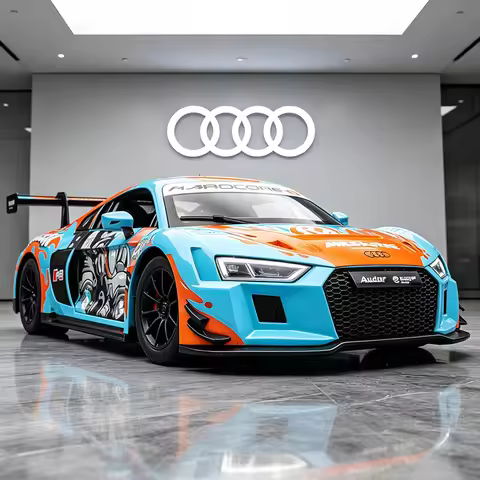 NEW 1:24 AUDI R8 LMS WASA Racing Car Alloy Car Model Sound and Light Car Model Collectibles Birthday