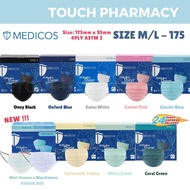 MEDICOS (NEW) Regular Fit  Size 175 HydroCharge 4ply Surgical Face Mask (Assorted Color) 50’s