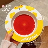 Cute Cat Dinner Plate | Cartoon Cute Ceramic Plate, Household Creative High-value Salad Plate