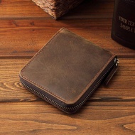 Genuine Leather First Layer Short Zip Men Wallet  Kulit Dompet Lelaki  Beg Duit Lelaki  Dompet Zip K