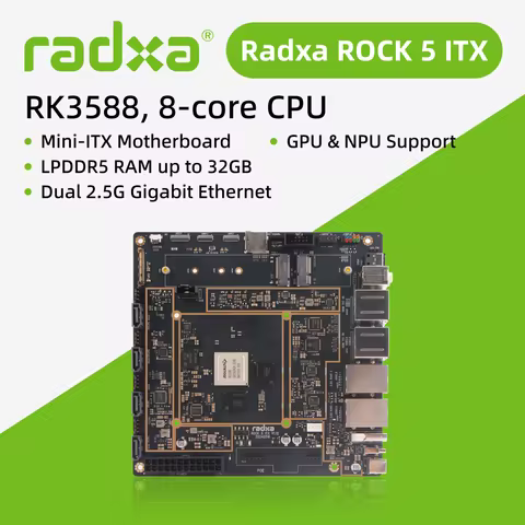 Radxa ROCK 5 ITX, RK3588 8-core CPU, Mini-ITX Motherboard, LPDDR5 RAM, 8K HDMI,Single Board Computer