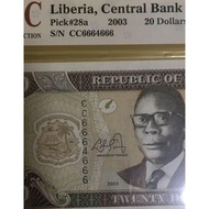 2003 Liberia CC 666 4 666 radar double prefix and special fancy number only 4&6 UNC or 65GPQ