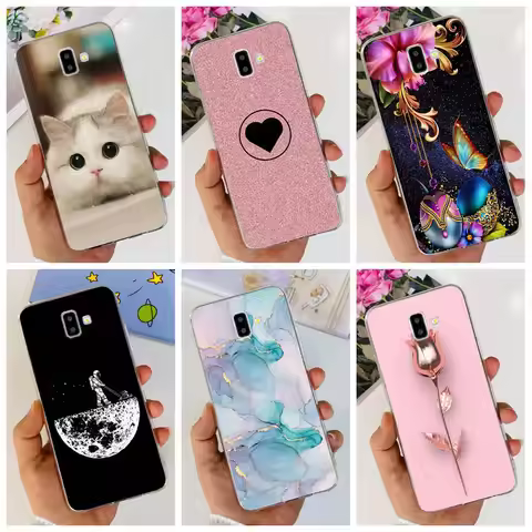 For Samsung J6 Plus Case J6 2018 J600F J610F Cover Luxury Marble Butterfly Clear Soft Cases For Sams