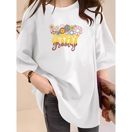 [AMYGO] 1XL-5XL T shirt Women 2Y750 Tshirt Clothes Tshirt Crop Top Tshirt BlouseSilk T-Shirt Loose c