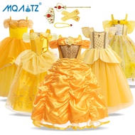 MQATZ ชุดสาว Belle ชุดลูกบอลเด็กชุดเจ้าหญิงสำหรับ Beauty And The Beast เด็กคริสต์มาสวันเกิดเทศกาลปาร