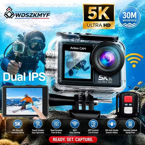 5K Action Camera 5K 60FPS 6-Axis Touch Screen Stabilization Pocket Sports Camera Waterproof Bodycam 
