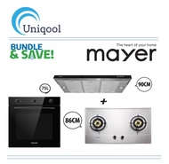 MAYER 90CM Semi Integrated Hood BUNDLE With 86CM Stainless Steel Gas HOB FREE 75L Built In Oven (FREE DELIVERY)
