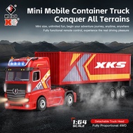 1:64 RC Truck With Container 2.4G 4WD RC Tractor Trailer With Lights Mini RC Drift Truck Detachable 