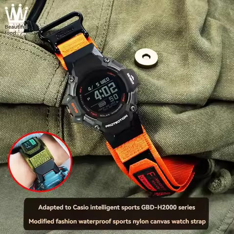 For Casio G-SHOCK Intelligent Sports Watch 3515 GBD-H2000-1A/1B/2/1A9 Modified Nylon Canvas Strap Me
