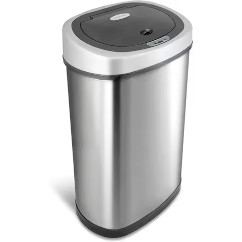 NINESTARS DZT-50-9 Automatic Touchless Infrared Motion Sensor Trash Can, 13 Gal 50L, Stainless Steel