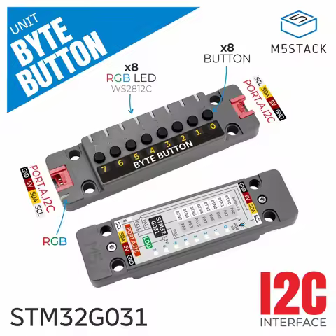 M5Stack Official Byte Button Unit wf 8x Buttons(STM32G031)