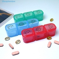 SEPTEMBER Weekly Pill Organizer, Mini Multifunction Pill Storage Box, Durable Waterproof Three Grids Dust Prevention Medicine Box Travel