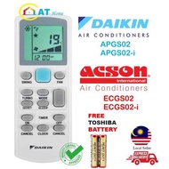 DAIKIN ACSON Aircon Air Conditioner Remote Control ECGS02 ECGS02-i APGS02 APGS02-i Replacement