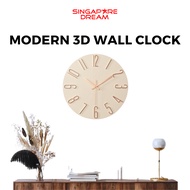 Wall Clock - Modern 3D Quartz Silent Hanging Large Clock for Living Room Home Office 30 cm 12 Inch with Hook