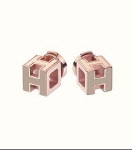 Hermes cage d'h earrings (marron glace/rose gold)