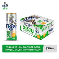 Nồng độ cồn 4% - Thùng 20 Lon Bia Tiger Soju Infused Lager Wonder Melon (vị Soju Dưa Lưới) 330ml