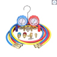 Manifold Gauge Set Air Conditioning Refrigerant Charging Tool Brass Dual-Valve Pressure Gauge with 5ft Hose Quick Coupler Adapters for R12/R Tolo4.29